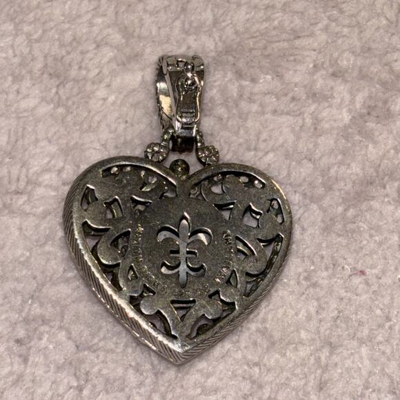 Judith Ripka Sterling Silver Pink Quartz and Diamonique Heart Pendant Enhancer - Picture 3 of 5